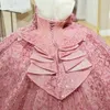 Blowly Pink Quinceanera Dress Ball Suknia Koronkowa koralika Tull Mexico Corset Sweet 16 Vestidos de 15 Anos