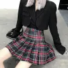 ドレスプレッピーハルクアラインミニ格子縞のスカートスクールガールY2Kハイウエストプリーツセーラー韓国カワイイユニフォームショートスカートスコート女性