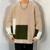 Men's Sweaters 2024 Autumn Cotton Sweater For Men O Neck Patchwork Long Sleeve Pullovers Thick Warm Winter Mens Top B45