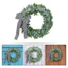 Decorative Flowers Home Decor Wreath Artificial Leaf Decorated Garland Bow Tie Front Door Fake Leaves