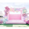 Hurtownia komercyjna Pastle Pink Reflatible Bounce House Combo 4,5x4,5m (15 x 15 stóp) Pełny PVC biały sprężysty zamek dorośli dla dzieci Skocznicy