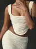 Werk Jurken Mozision Kant Sexy Tweedelige Rok Set Vrouwen Mouwloze Crop Tops En Femme Elegante Party Sets 2024 Mode