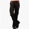 Capris Streetwear Pantalon gothique femme taille haute Y2k Punk Harajuku ruban à carreaux rouge pantalon Cargo été printemps pantalon évasé mince Vintage