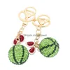 Key Rings Alloy Keychain For Women Handbag Crystal Rhinestone Watermelon Lovely Ring Car Holder Charm Jewelry Drop Delivery Dhk1K