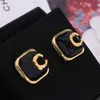 2022 Toppkvalitet Charm Square Shape Stud Earring med svart färgdesign och 18k guld pläterad för kvinnor Bröllopsmycken gåva har B235B