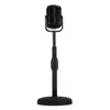 Micrófonos Modelo de utilería de micrófono de escritorio vintage con altura ajustable Soporte de estilo retro clásico Micrófono falso Negro