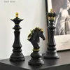 Estatuetas de objetos decorativos NORTEUINS Peças de xadrez de resina Acessórios de jogos de tabuleiro Decoração estética retrô para decoração de casa Escultura de xadrez T2