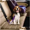 Dog Collars Leashes調整可能な犬用カーシートベルト安全プロテクター旅行ペットアクセサリーリーシュブレイクアウェイドロップデリバリーホームガーデンDH7og