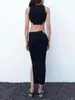 Faldas Moda de verano para mujer Falda de punto de diseño abierto de estilo extranjero que combina con todo europeo y americano