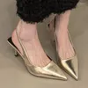 Dress Shoes Women's On Sale 2024 Brand Slip Pumps Autumn Pointed Toe Solid Fashion Mid Heel Profession Women