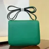 high quality crossbody designer bags Shoulder Bags 24CM epsom Genuine Leather Stewardess bag Hand waxed thread sewing saddle bag Green lady bag Gift box packaging