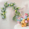 Decorative Flowers Easter Flower Vines Garland Ornament Green Leaves Rustic Spring Summer Wreath Colorful Egg For Birthday Farmhouse