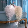 Flores de casamento youlapan f24 pérolas completas buquê branco marfim artesanal waterfull noiva acessórios de noiva de luxo jóias254t