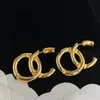 Kolczyki stadniskie 18 -krotnie złota designerskie kolczyki luksusowe marki Dwuterowe geometryczne klasyczne przyjęcie weselne Bridal232v