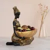 African Women Resin Statuehome Decor National Woman Decoration Home Living Room Tabletop Craft Tray Decoration 240304