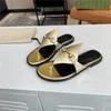 2024 Newest HIGH Quality flat Slippers Sandals women brand Designer Genuine Leather Fashion flat Diamond metal buckle flip flops party shoes dress shoes Metal