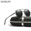 MUSELIFE marca de alumínio magnésio polarizado óculos de sol óculos de sol masculino redondo condução punk sombra oculus masculino y2212o