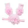 Accessori per capelli Born Baby Calzini in cotone floreale in pizzo carino con fascia per capelli a fiori Puntelli per foto Set Fascia elastica per bambina antiscivolo