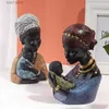 Objets décoratifs Figurines NORTHEUINS Résine Africain Exotique Noir Mère et Enfant Statues Figurines Rétro pour Intérieur Fête des Mères Cadeau Décorations pour la Maison T24030