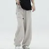 Damenhose, Damenhose, hohe Taille, Damen-Jogginghose, lockeres, weites Bein, lange elastische Taschenhose