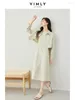 Arbetsklänningar Vimly Light Green Spring Casual Loose Matching Set 2024 Lapel Croped Jacket Sleeveless Midi Dress Womens 2 Piece Set M5175