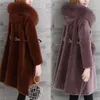 Wool Fox Collar, Winter Haining Fur Sheep Shearing Coat, Women's Medium Length Coat 130109