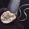 Colares Pingente Natural Cura Cristal Geode Colar Para Mulheres Fio Completo Envoltório Não Polido Genuíno Druzy Quartz Stone Presente 1 PCS