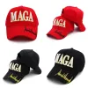 MAGA – chapeau brodé Trump 2024, casquette de Baseball en coton noir et rouge pour les élections