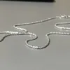 Slim S925 Silver Sparkling Glitter Clavicle Chain Necklace Chain Female Chain Necklace for Women Girl Italy Jewelry 45cm323P