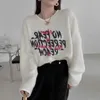 Sweats à capuche pour femmes Korejpaa Sweatshirts Femmes Coréenne Mode Lettre Imprimée Outwear Casual Col Rond À Manches Longues Top Femme Printemps Vêtements