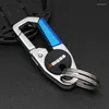 Keychains Omuda Keychain Rostfritt stål Spänne utomhus Carabiner Climbing Tools Double Ring Car Key Chain Keyring Hållbar