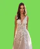 Gracieuse col en V plage robes de mariée dos nu 3D Floral appliqué dentelle robes de mariée Tulle vestido de novia grande taille 9192723