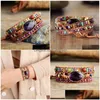 Beaded Leather Wrap Bracelets W/ Natural Stone Amethysts Crystals Triple Statement Art Bracelet Bohemian Jewelry Gifts Y200730 Drop Dhvjx