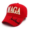 Cappello da ricamo MAGA Trump 2024 Berretto da baseball in cotone nero rosso per le elezioni