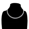 Iced Out Bling 8mm CZ Miami Cuban Link Chain Choker Halsband för kvinnor Micro Pave Women Jewelry287s