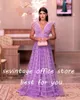 Festklänningar Sevintage Lavender Prom V Neck Cap ärmar A-Line Pleat Ruched Saudi Arabic Evening Clow Formal Dress 2024