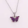 Anhänger Halsketten Damen Schmetterling Halskette Charme Thermochrome Silber Farbe Schlüsselbein Kette Valentinstag Schmuck Liebhaber Geschenke