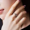 Dylam Luxury Open S925 Sterling Silver Cubic Zirconia Cuban Ring 925 Zircon Oval Circle Justerbara fingerringar för kvinnor