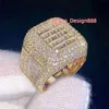 Iced Out Sier Bling Diamond Mens Real Moissanite Hip Hop Ring