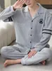 Men's Sleepwear Couple Pajamas Set Cotton Seda Luxury Pajama Plaid Home Wear Pijama For Men The Nightgown Pyjamas Underwear