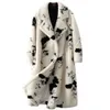 Women's Winter Warm Wool Faux Fur Sheep Cut Velvet Coat, Loose And Long Printed Fashionable Casual Windbreaker 293525