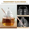 Ensembles de vaisselle Sirop Verre Pot De Miel Support Transparent Tige D'agitation Conteneur Pot Clair Stockage