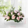 Vasen, transparente Acryl-Blumenvase, rund, 16 Löcher, florales Herzstück für Esstisch, dekorativer Blumenhalter für Hochzeitsfeier, Dekoration L240309