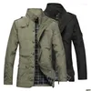 Homens Trench Coats Mens Trench Coats Bomber Casaco Homens Jaqueta de Negócios Manga Longa Zíper Militar Slim Outono Coreano Casual Drop Delive Dhi0B