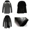 Chaquetas de cuero de cuero de imitación de cuero para hombres Hombres Abrigos de cuello de piel casual Chaqueta de imitación de motocicleta Ropa negra larga Drop Delive DHGPC