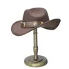 Bull Ox Head Leather Band Vintage Women Men Kid Child Wool Wide Brim Cowboy Western Hat Cowgirl Bowler Cap 61cm57cm54cm 240228