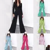 Abbigliamento da palestra Completo da donna elegante da lavoro Completo da giacca corta Pantaloni con pantaloni a gamba larga per donna Abiti da lavoro Drop Delivery Sport Otbuf