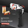 Gun Toys 2024 Revolver Revolver Switch Stopy LifeCard Pistolet Pistol Składana miękka kula Shell Wyrzutnia Blaster Blaster For Boys Doross Prezenty T240309