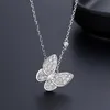 Naszyjnik Vancf luksus Diamond Agat 18K Złoty Motyl Pełny diamentowy naszyjnik dla kobiet Rose Gold Pleated With Diamond Chain Wiselant Live 96