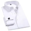 2024 Men French Cuff Dress Shirt Cufflinks White Long Sleeve Casual Buttons Male Brand Shirts Regular Fit Clothes 240306